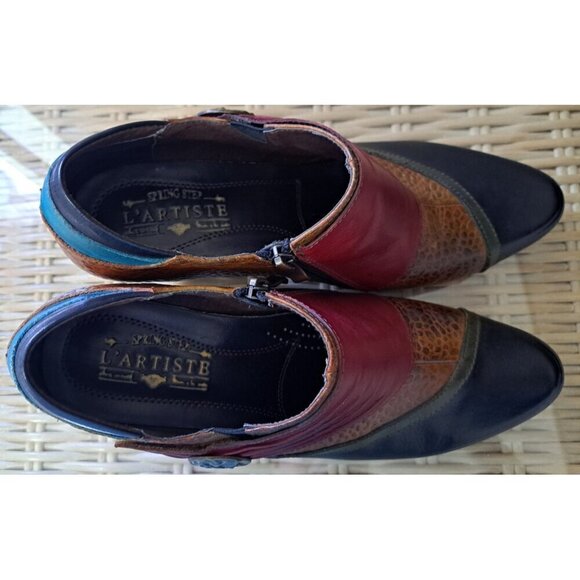 L'Artiste by Spring Step Women's 9.5 Fia Ankle Boot Multicolor Leather Side Zip - Picture 6 of 16